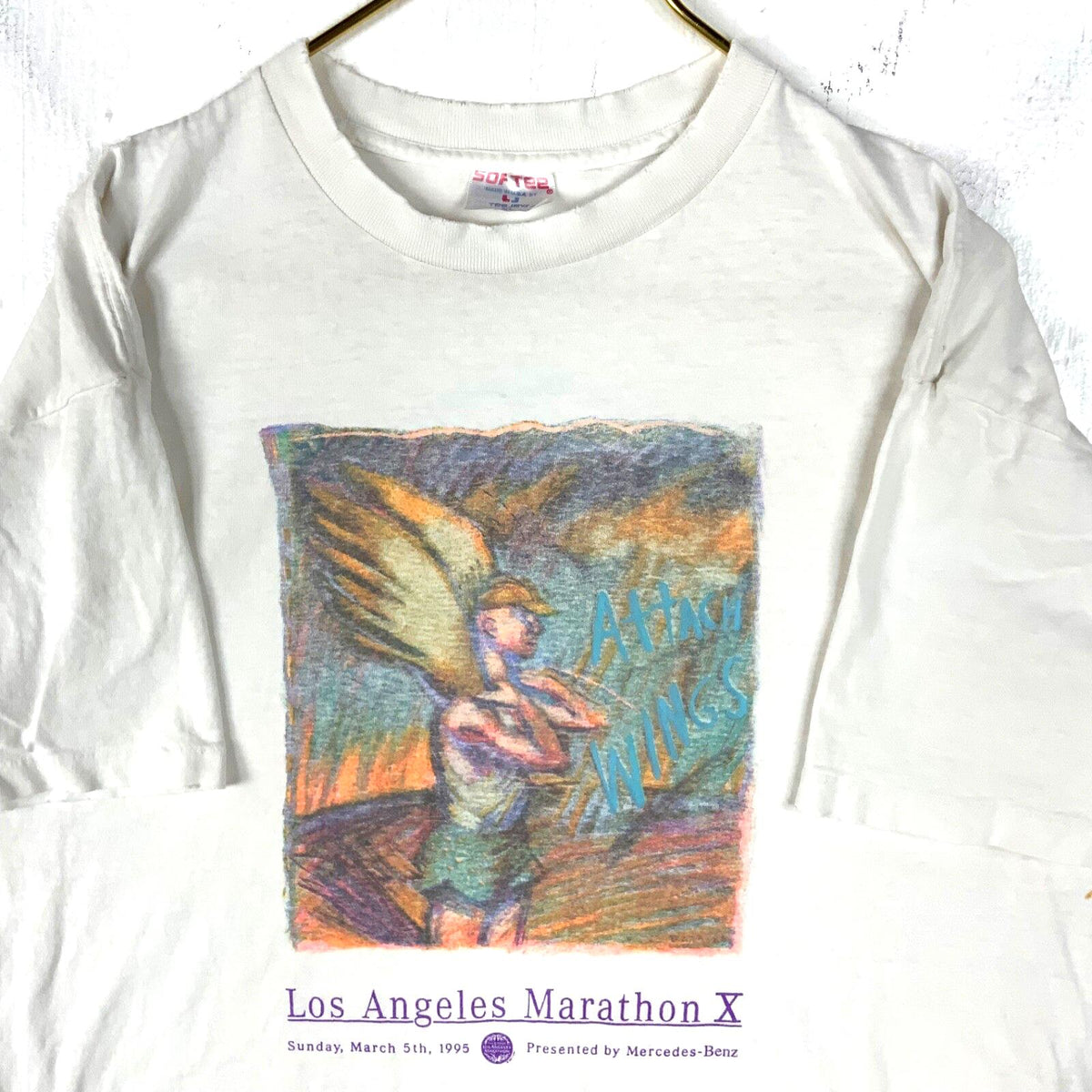 Vintage MercedesBenz Marathon X TShirt XL Attach Wings1995 Los Angeles 90s Graphic Tee – Warm & Stylish · Great Gift For Fans