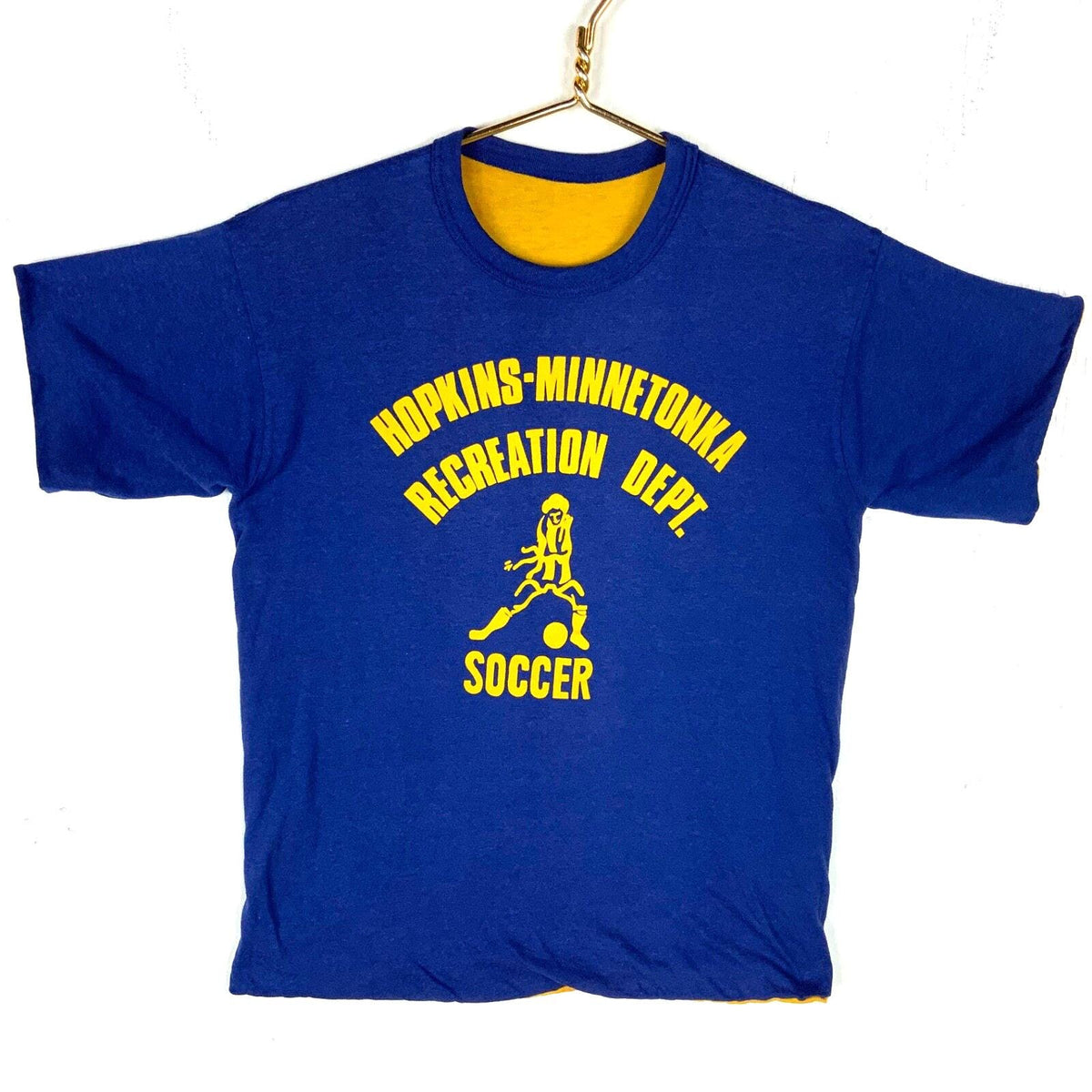 Vintage Champion Double Faced TShirt Small Blue Yellow Made In Usa 1970s Graphic Tee – Bold Style · High-Quality Print