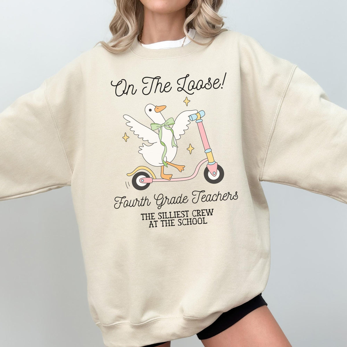 Fourth Grade Teacher Sweatshirt for Back to School Matching Meet the Teacher Crewneck for First Day of School Silly Goose Animal Lover Sweatshirt – Warm & Stylish · Must-Have Style