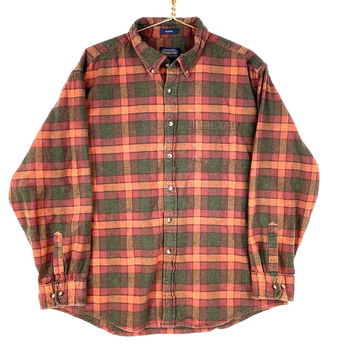 Pendleton Mason Flannel Shirt Size 2XL Multicolour Plaid Long Sleeve Button Up Graphic Tee – Aesthetic Look · Perfect For Daily Wear