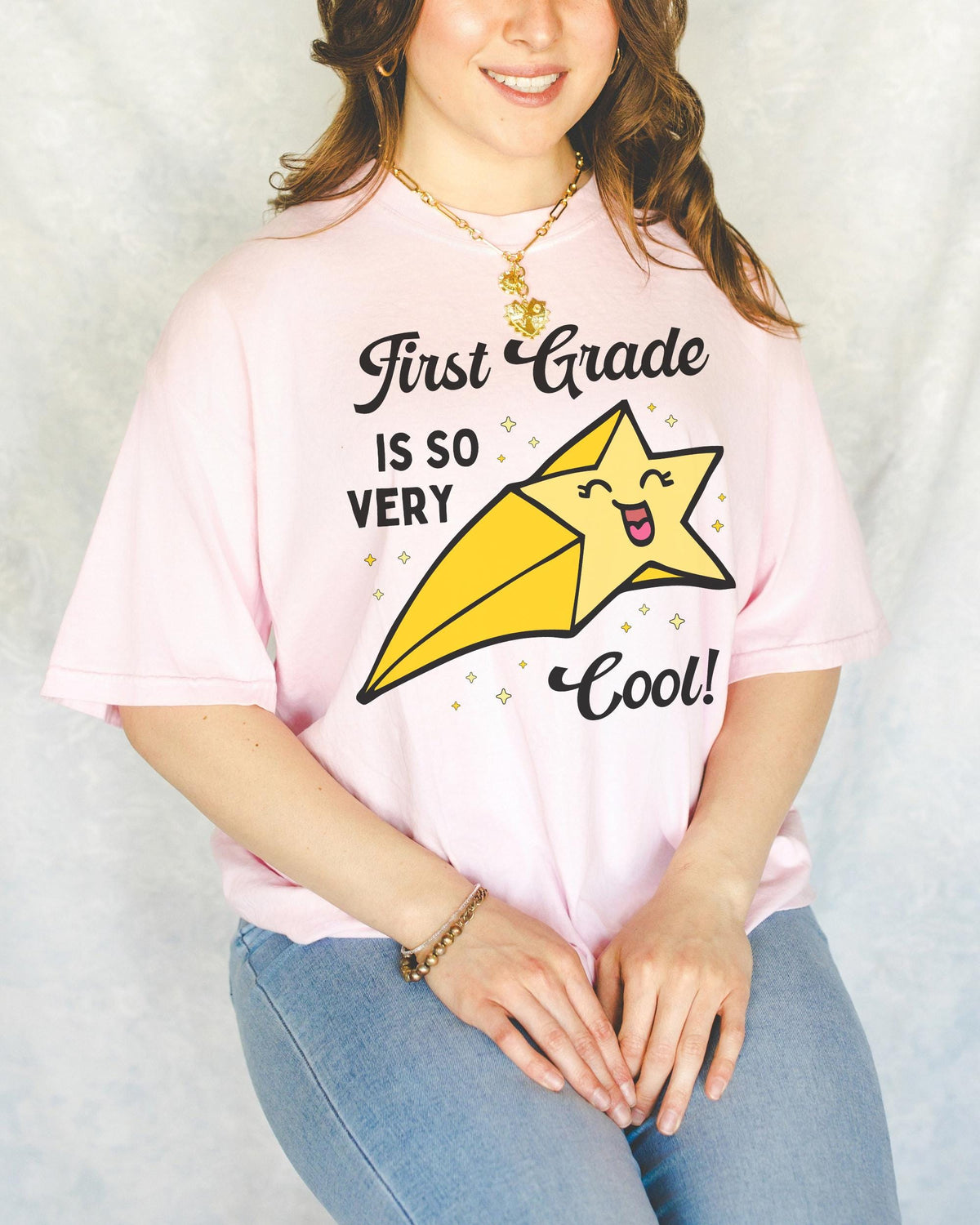 First Grade Back to School Tee Shirt with Funny Saying and Cute Retro Aesthetic Star First Grade is So Very Cool Matching 1st Grade Crew Graphic Tee – Feel-Good Design · Trending Graphic Apparel