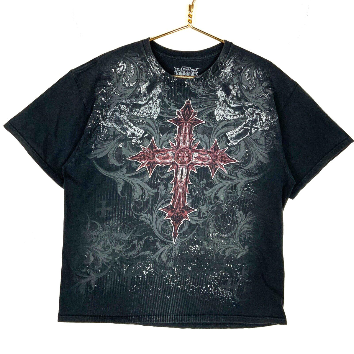 Mma Elite TShirt Size XL Black Double Sided Grunge Big Cross Skull Y2K Graphic Tee – Easygoing Wear · High-Quality Print
