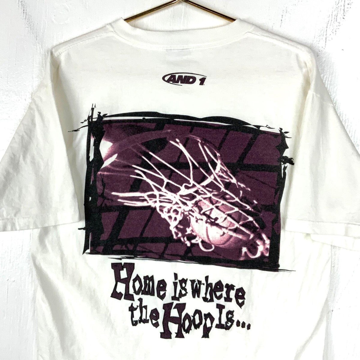 Vintage And1 TShirt Large White Made Usa Basketball Home Is Where The Hoop Is Graphic Tee – Bold Style · Trending Graphic Apparel