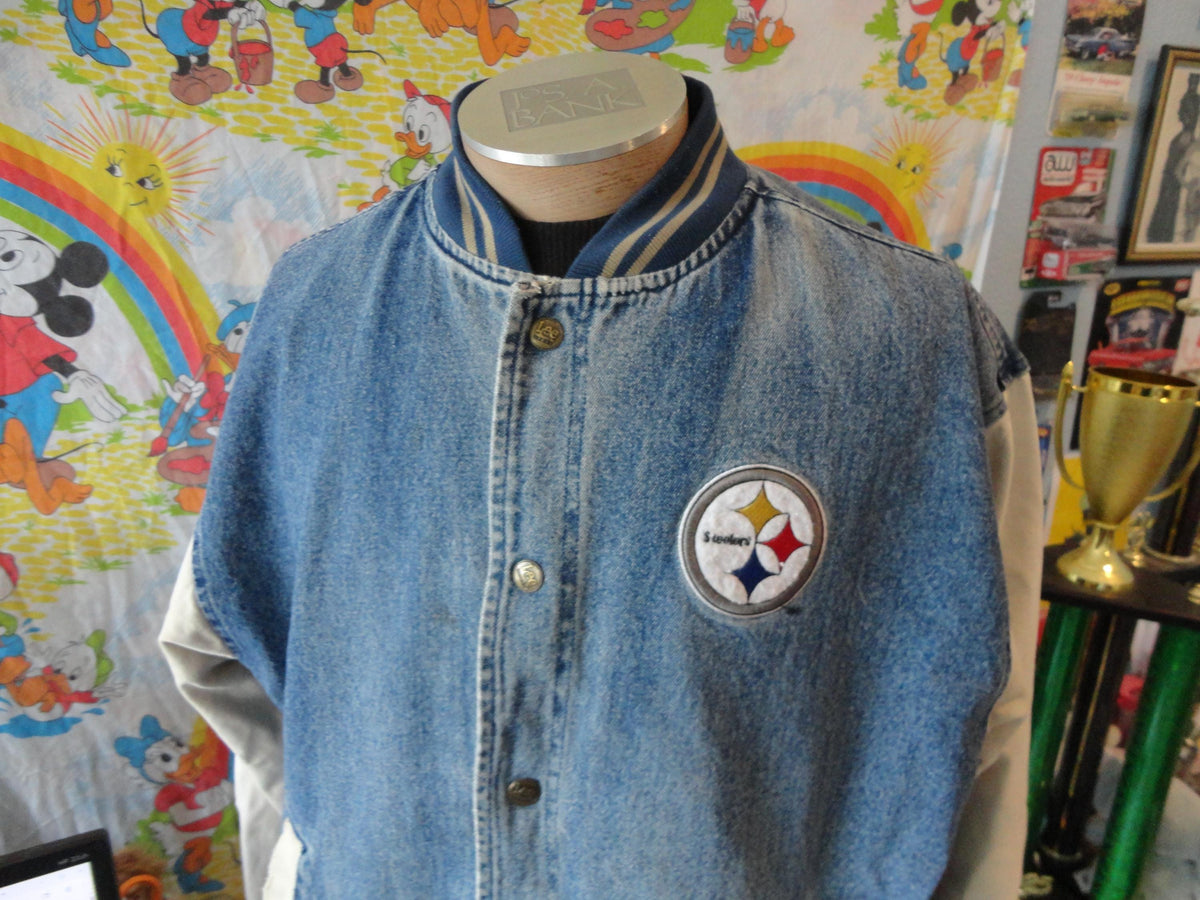 Vintage Pittsburgh Steelers Denim Varsity Jean Jacket Size L Graphic Tee – Feel-Good Design · Must-Have Style