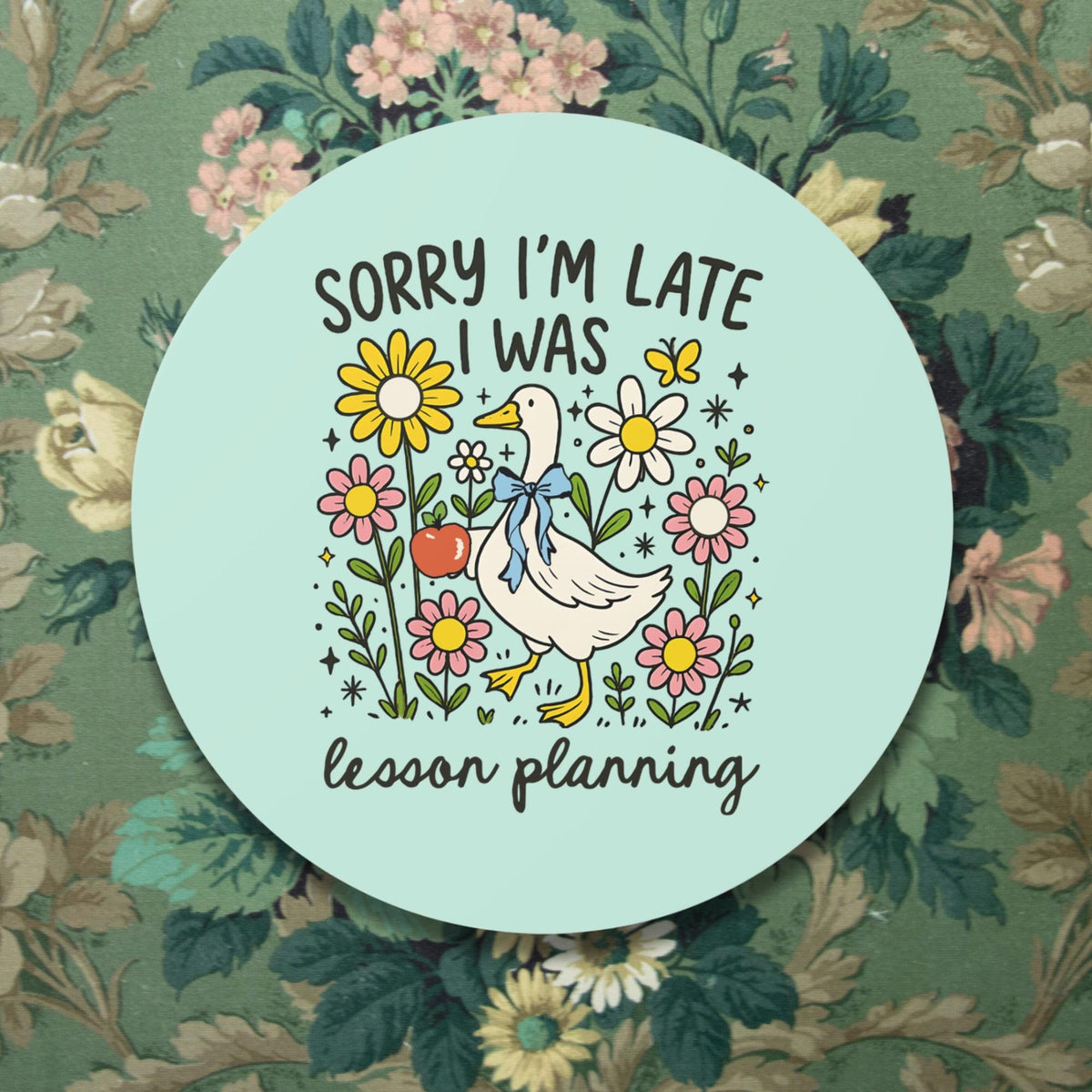 Back to School Silly Goose Sticker for Elementary Teacher or High School Teacher Goose with Bow and Flowers Cute Lesson Planning Tee Graphic Tee – Feel-Good Design · Must-Have Style