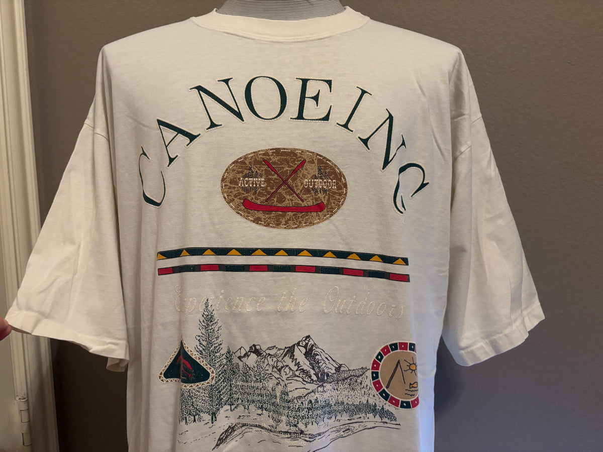 Vintage 9039s Canoeing Experience The Outdoors Active Nature Canoe Tshirt XL Graphic Tee – Cozy Vibes · Perfect For Daily Wear