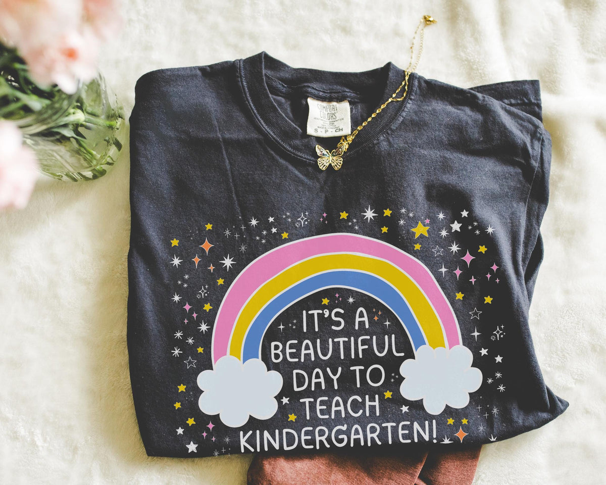 Kindergarten Teacher Tee Shirt for Kindergarten Crew Cute Early Childhood Education Major Gift for New Teaching Job Kindergarten Squad Graphic Tee – Soft Feel · Great Gift For Fans