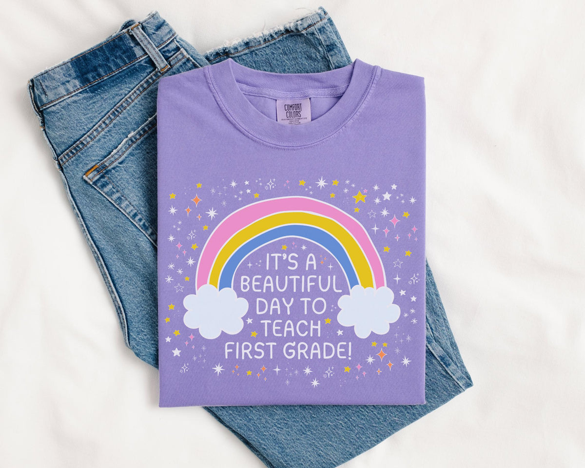 First Grade Teacher Tee Shirt for First Grade Crew Cute Early Childhood Education Major Gift for New Teaching Job Matching 1st Grade Squad Graphic Tee – Cozy Vibes · High-Quality Print