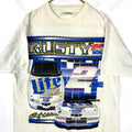 Vintage Nascar Racing Tshirt Large Double Sided Miller Racing Rusty Wallace 90s Graphic Tee – Premium Graphic · High-Quality Print