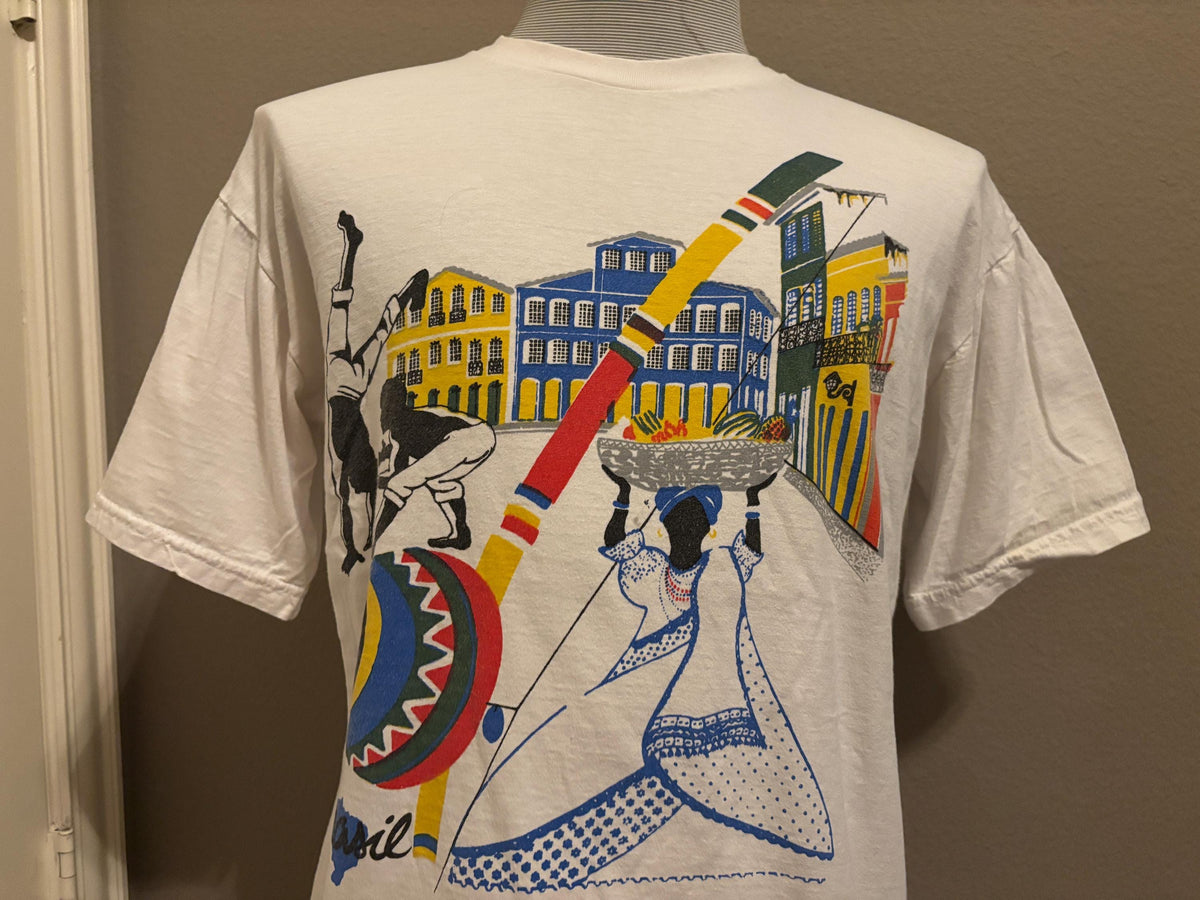 Vintage 80s Brazil Traditional Village Brasil Tourist Tshirt L Graphic Tee – Fan Favorite · Top Pick For Any Outfit