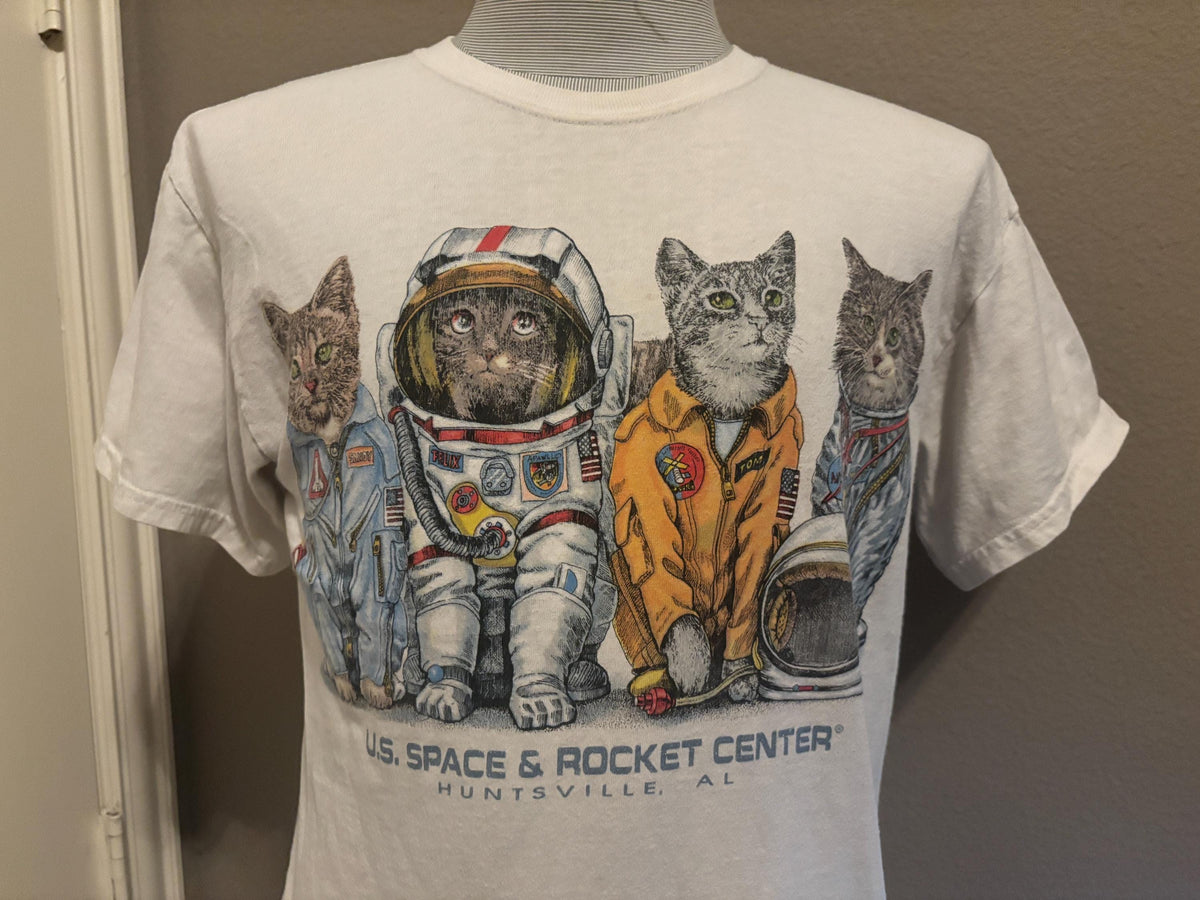 Vintage 90s Huntsville Alabama US Space Rocket Center Astronaut Cats Tshirt L Graphic Tee – Bold Style · High-Quality Print