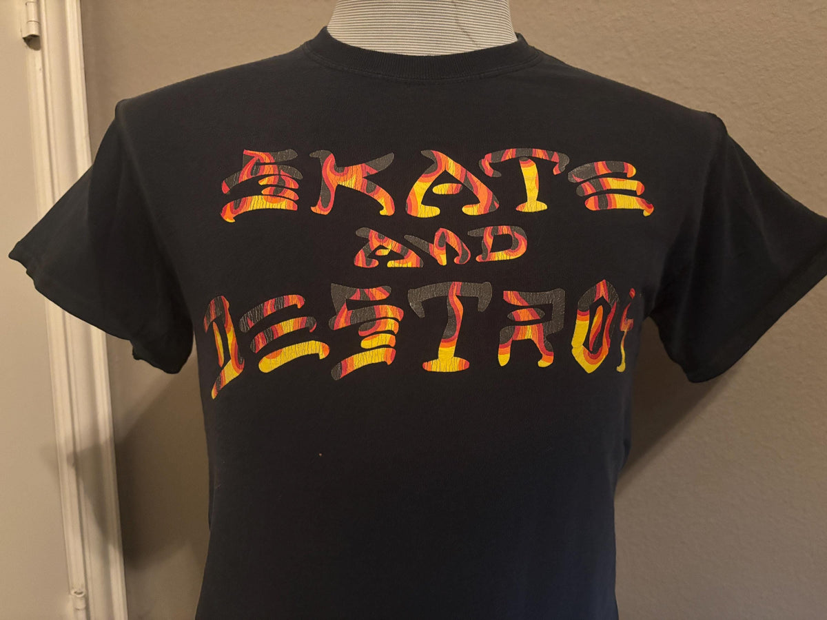 Vintage 2000s Skate And Destroy Thrasher Fire Tshirt M Graphic Tee – Easygoing Wear · Great Gift For Fans